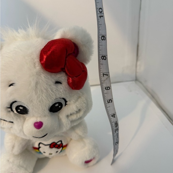 Hello Kitty x Care Bears White Plush 10” 2023 Basic Fun Cute Bow Rainbow Heart - Picture 8 of 8